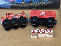 Fisher-Price Wood Thomas Train Error 6 Wheel Flynn & Unreleased SSRC Cargo Car!!