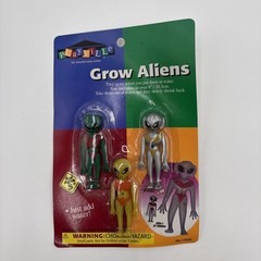 Vintage Playville GROW ALIENS (green, silver , yellow) 8”