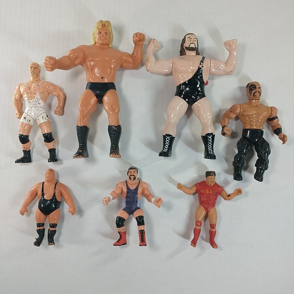 WWF – WWE – WRESTLERS ACTION FIGURES TOY LOT VINTAGE 1980’S Rubber And Plastic
