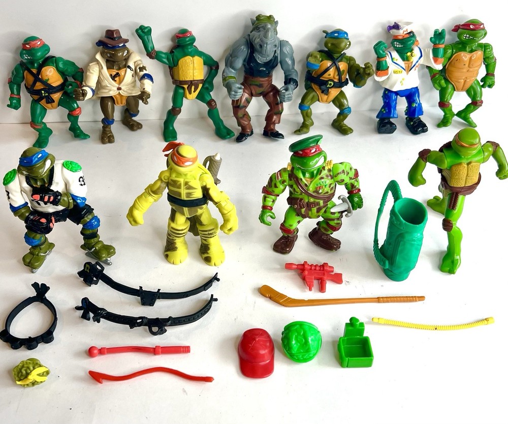 Vintage TMNT Lot Multiple Figures Playmates Ninja Turtles Toy Bundle
