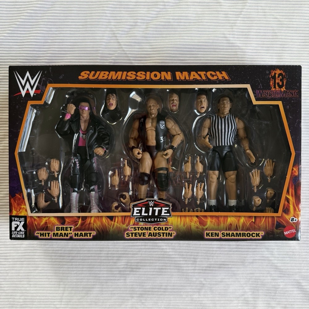 WWE Elite Wrestlemania 13 Submission Match 3 Pack Figures JHL71 *FACTORY SEALED*