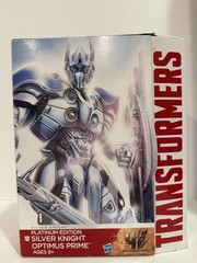 Transformers AOE Silver Knight Optimus Prime Platinum Edition NEW – Damaged Box