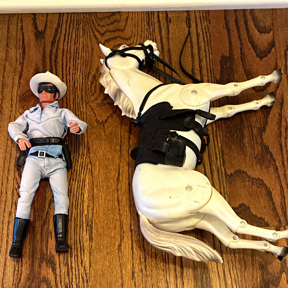 1973 Gabriel/Marx Lone Ranger Figure + Horse (Missing 1 Pistol)
