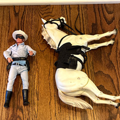 1973 Gabriel/Marx Lone Ranger Figure + Horse (Missing 1 Pistol)