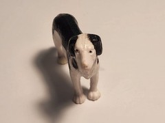 Spaniel Dog Figure Dollhouse Toy Hard Plastic Puppy 2.5″ Black White