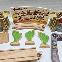 Pixar Cars RADIATOR SPRINGS WOODEN RACE TRACK Replacement Parts Sign Road Cactus