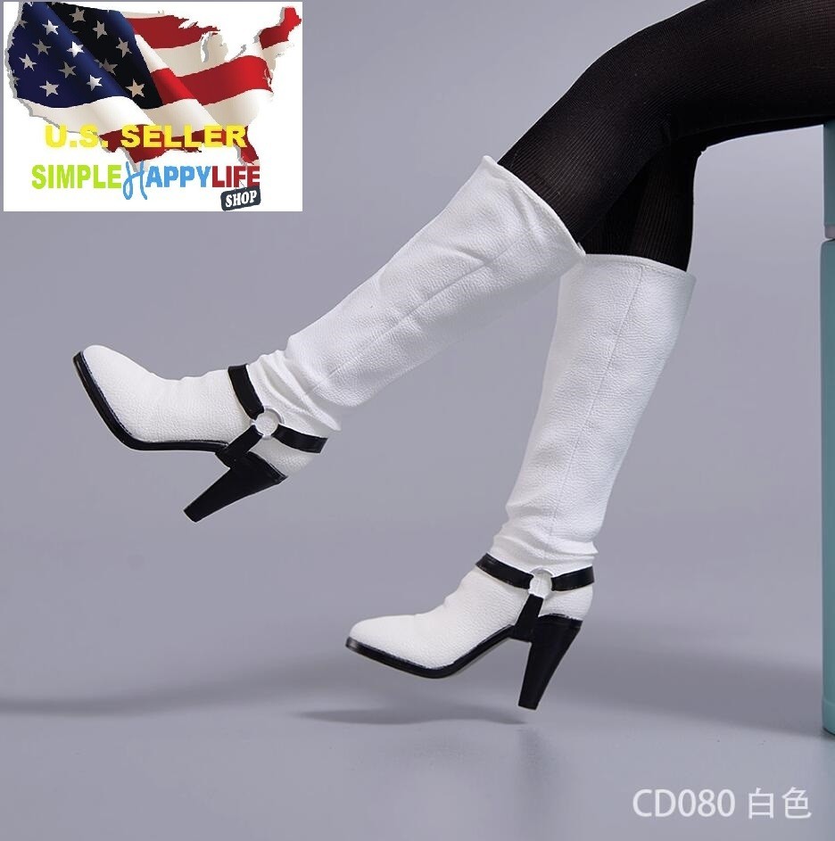 NEW 1/6 scale WHITE boots for 12″ Female figure worldbox Phicen Hot toys ❶USA❶