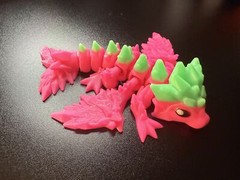 Articulated Baby Crystal Dragon Wyvern 5.5 inch Pink Green