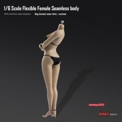US 1:6 Flexible Female Seamless Body Suntan Skin Large Bust Breast Figure Body