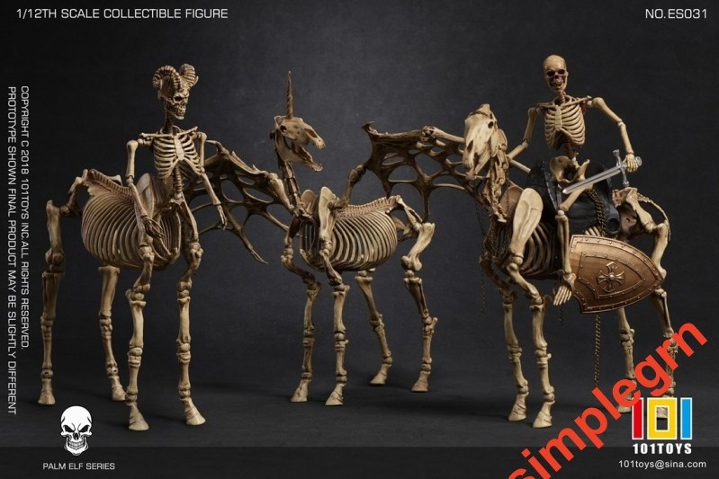 101TOYS ES031 1/12 Scale Pocket Monster Skeleton Skeleton Articulated Horse Set