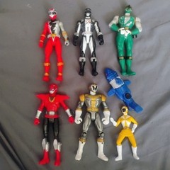 POWER RANGERS Figures LOT of 6 Red BLACK Green YELLOW