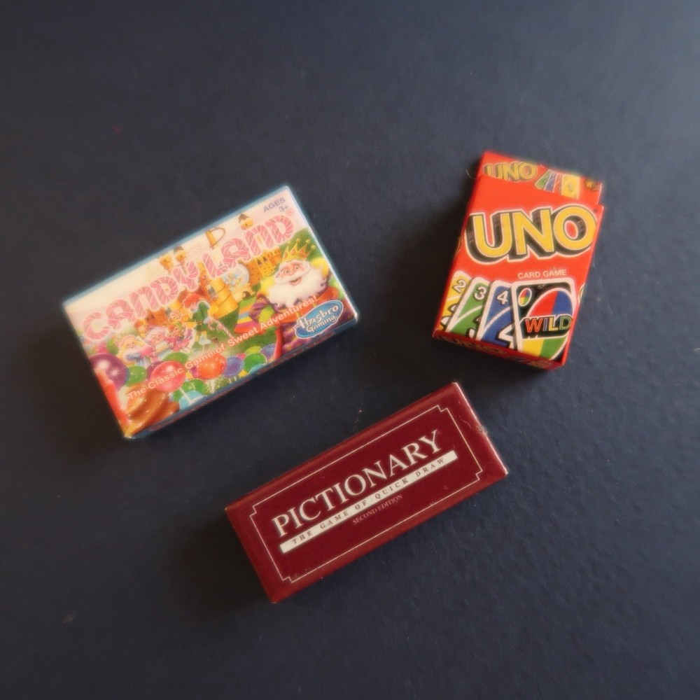 World’s Smallest Micro Mini Toy Box Dollhouse Board Games Toys Uno Candyland Lot