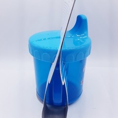 NOS Vintage Sippy Drinking Cup w/ Lid 8 oz Blue Unisex Spill Proof 6month & up