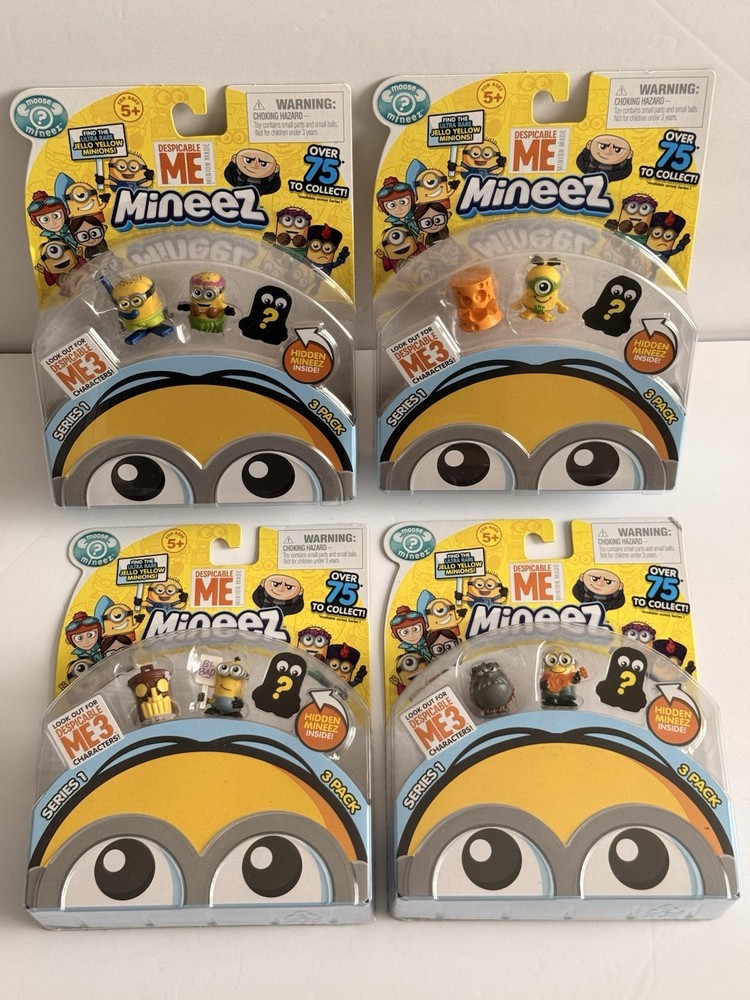 Despicable Me Mineez Minions Series 1 Deluxe Set 4 Luan Kyle and Cheez Head NEW