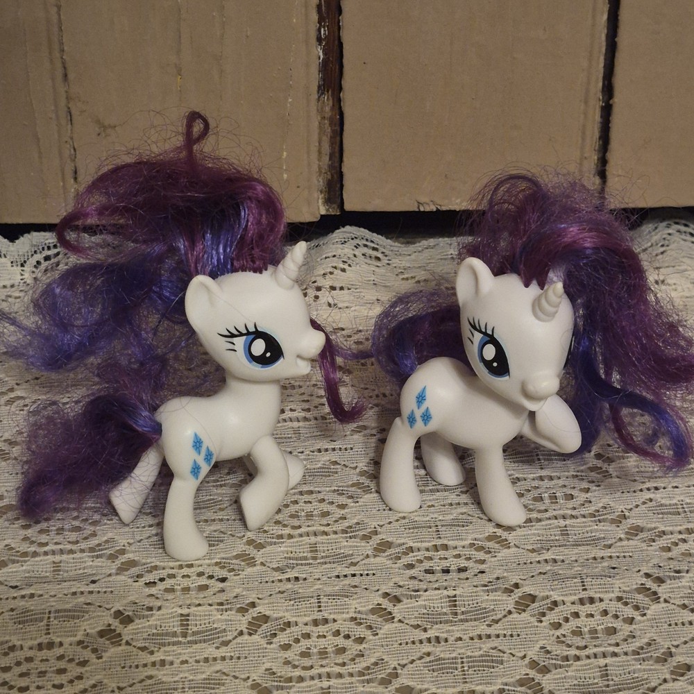 MLP Rarity Unicorn Figure Lot of 2 G4 Standard & Action Pose Variant Pair