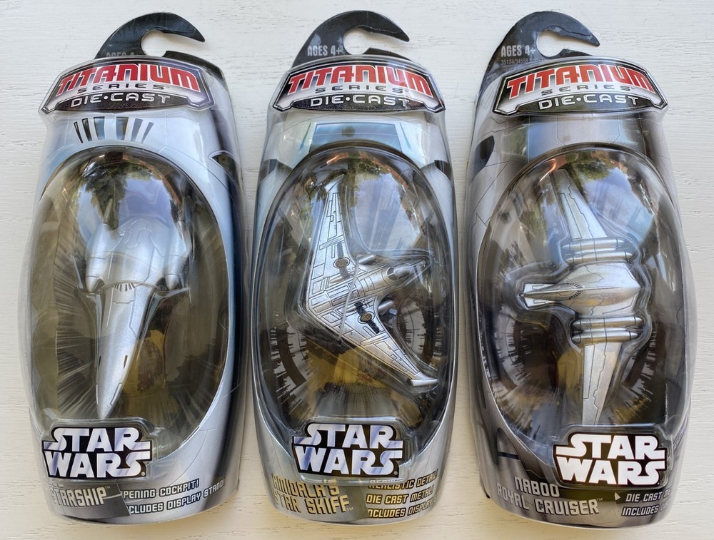 Star Wars Titanium Series Die-Cast Naboo Royal Starship Cruiser Amidala’s Lot x3