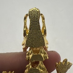 Chinese Gold Tone Articulated Dragon Figurine 3D Zodiac Tabletop Feng Shui Decor