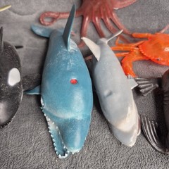 Vintage Lot Of 7 Toy Shark, Crab, Dolphin, Whale Plastic/Rubber Large