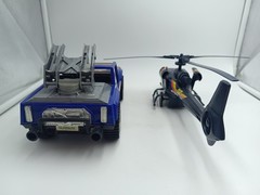 Blue Thunder Helicopter And Rolling Jeep Vehicles Glasslite Brazil Vintage 80 ´s