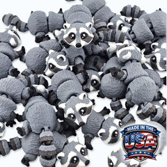 Articulated Mini Raccoon Toy 3″ USA Made, Trash Panda Fidget Desk Pet