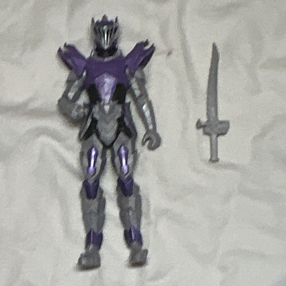 Action Figure Purple Gray Black, Sword Accessory Included Purple & Gray Figure