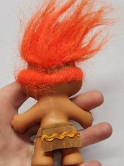 Vintage Russ Troll Doll Orange Hair Brown Skin Tribal Outfit