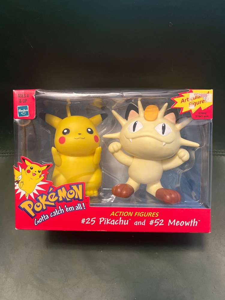 Hasbro 1999 Pokemon Articulated Figures #25 Pikachu & #52 Meowth Action Figures