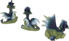 Nemesis Now Triple Trouble Dragon Figurines 15.5cm (Set of 3), Green/Purple, Lig