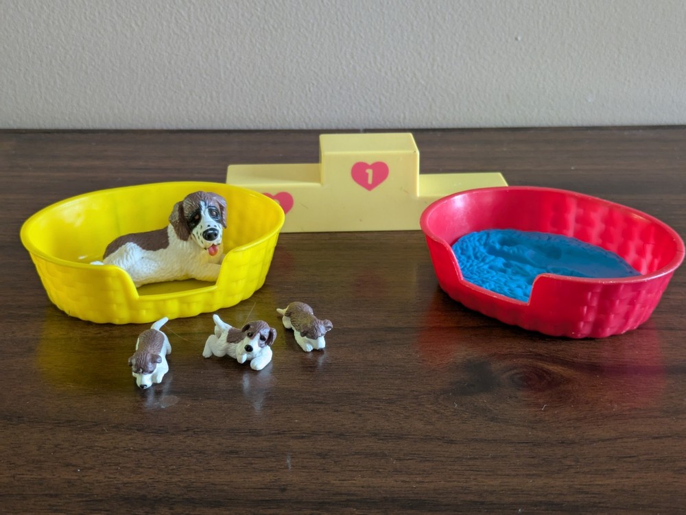 Puppy In My Pocket Vintage Bundle Figures St. Bernard Dog Basket Awards