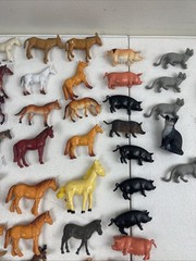 Lot of 105 Various Land Animals Farm Toy Figures Cow Horse Dog Pig Sheep Cat ETC