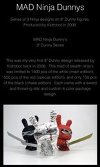 Kidrobot MAD NINJA RED 8” Dunny Limited Special Edition Vinyl Art Toy VERY RARE!