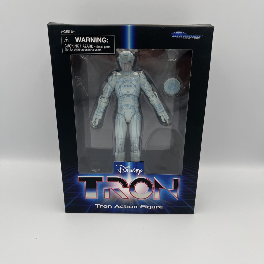 Diamond Select Toys TRON Tron Action Figure Plastic White Blue w/ Disc Boxed