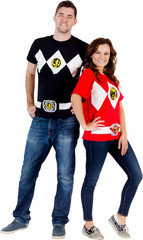 Mighty Morphin Power Rangers Red Blue Yellow Pink Green Black White Blue Costume