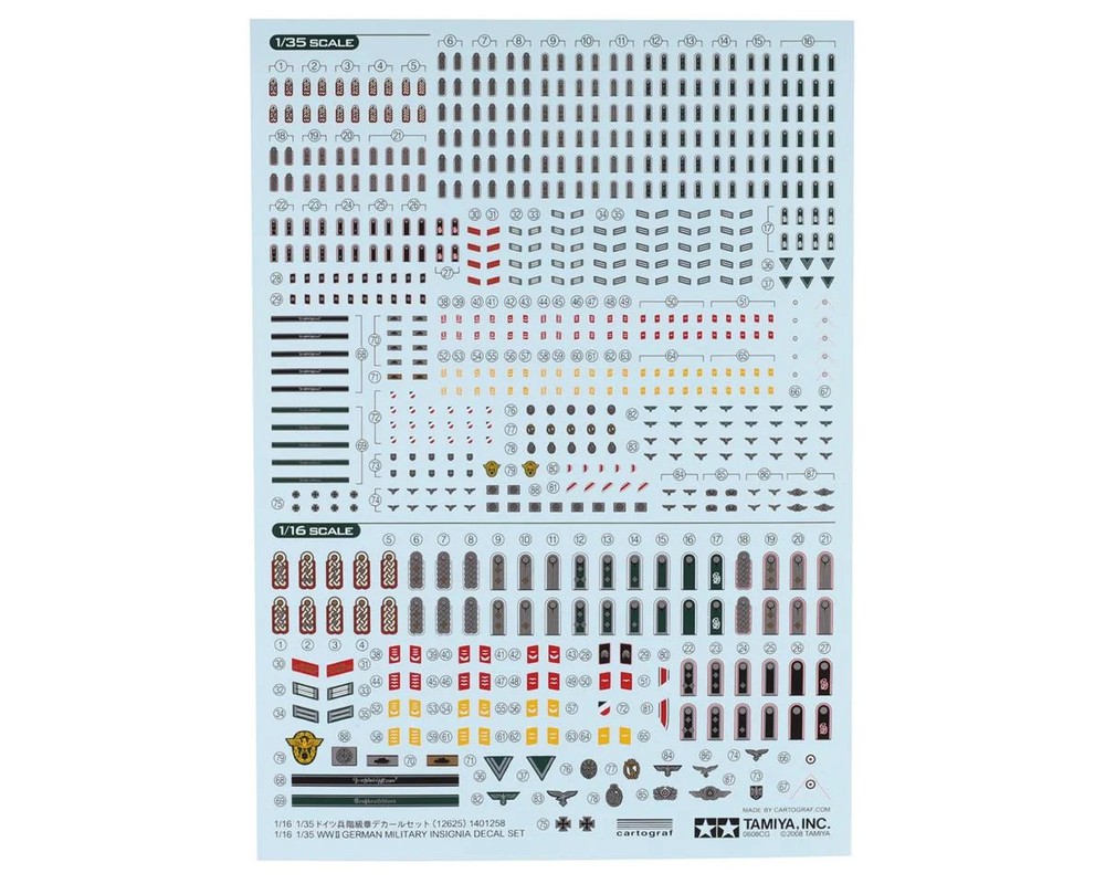 Tamiya German Military Insignia 1/35 Decal Sheet [TAM12625]