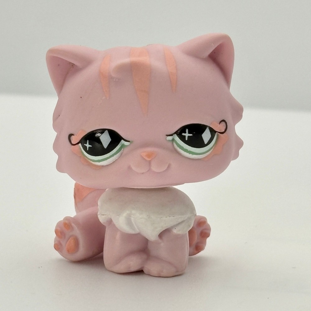 Littlest Pet Shop 460 Persian Cat 1 2007 Pink Star Eyes Blue Magnet G2 Fanciest
