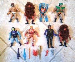 8 Vintage He-Man Masters Of The Universe MOTU Figures w/ Vehicle + Weapons