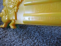 1975 Plastic Green/Yellow Toy Harmonica Have No Fear Underdog Is Here Lednardo