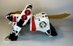 Vintage Mighty Morphin Power Rangers White Tigerzord Deluxe Figure, 1994 w/ Coin