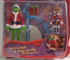 Santa Grinch and Cindy Lou Who with Who Drum Bike, New in Box