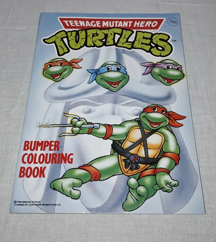 TEENAGE MUTANT HERO TURTLES BUMPER COLOURING COLORING BOOK 1990