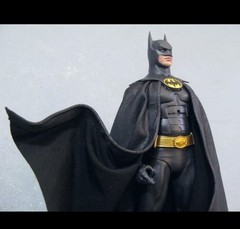 Custom Batman Returns Mcfarlane 1989 Keaton Leather Wired Cape 1/10 NOT fIGURE