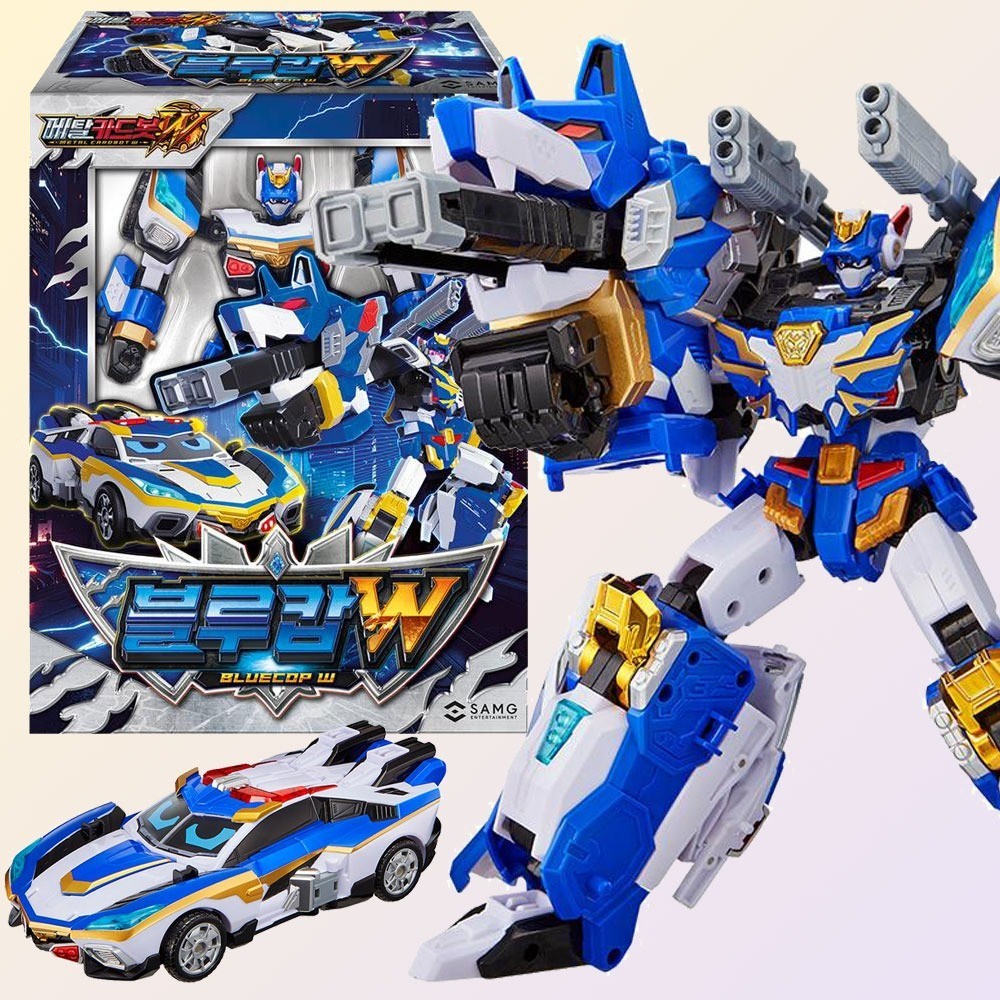 Metal Card Bot W Bluecop W Gran Blue Leon Blayon Transforming Robot Toy