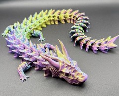 3D Printed Long Articulated Dragon Triple Silk Large 20 Inches 3 Color Shifting