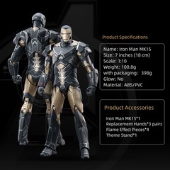 HIPLAY ZD Toys Iron Man MK15 Non-Light-Up Edition 1906-15 1/10 Action Figure