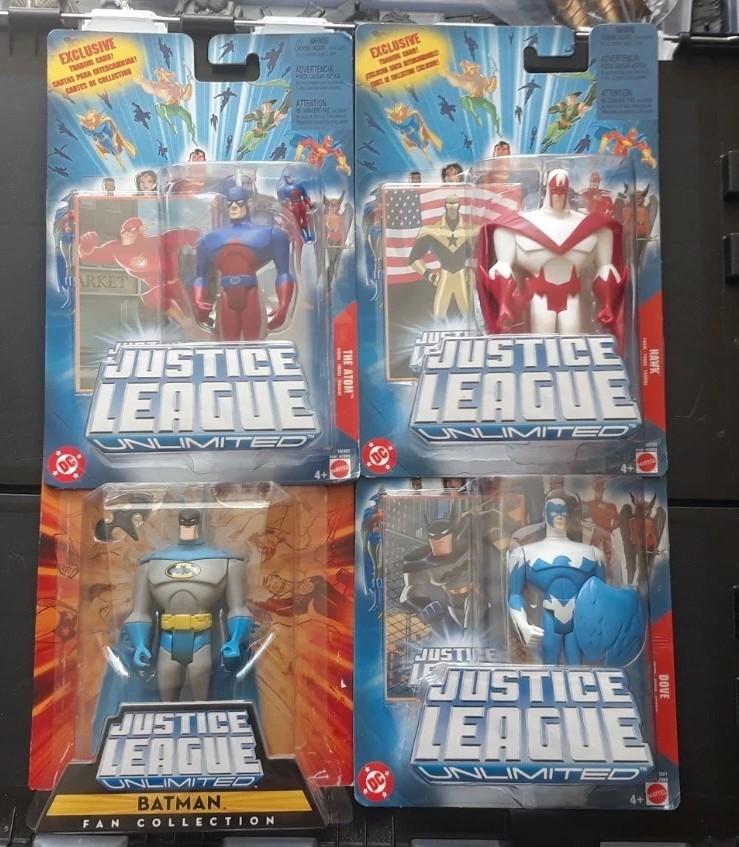 Mattel Justice League Unlimited Lot Hawk, Dove, The Atom, Batman