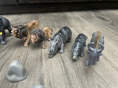 Lot of 11 Toy African Animal Planet Toys R Us Rocks Props Lion Elephant Hippo