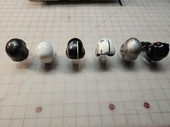 Star Wars Diecast Lot of 6 Black Silver Red Mini Helmets w/ Stands Plastic