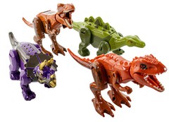 4pc 2 in 1 Dinosaur Robot Transforming Toy Dino Tansformer Robot w Movable Limbs