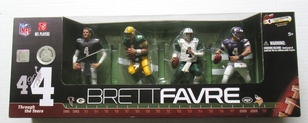 BRETT FAVRE MCFARLANE THROUGH THE YEARS TRU EXCLUSIVE 6″ FIGURE 4-PACK NEW