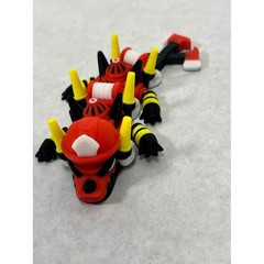 3D Printed Articulating Firefighter Dragon Fidget Toy Red Black Yellow 6 Inch